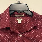 L.L.Bean  woman’s small button down shirt maroon heart motif Photo 6