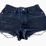 ZARA High Rise Button Front Distressed Denim Jeans Black Size 6 Photo 0