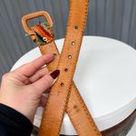 Vintage Woven Leather Belt Multicolor Southwestern Stripe Size 34 Boho Hippy EUC Orange Photo 5