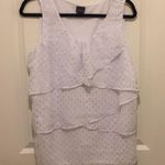 Covington White & Metallic Silver Polka Dot Ruffle Front Career Office Wear Tank Size XL Photo 0