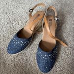White Mountain Blue Beaded Faux Pearl Espadrille Wedges Women's Size 8.5 Sandals Photo 0