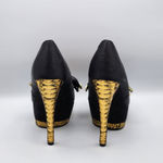 Circus by Sam Edelman Leigh Black Red Gold Platform Heel Shoe Open Toe Pump 6.5M Photo 3