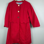 Draper James Grace & Charm Trench Coat Women 8 Red Scalloped Button Front Jacket Photo 0