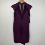 Helmut Lang Purple Maroon Pleated Wrap Cap Sleeve Silk Blend Blouson Dress Siz 2 Photo 4