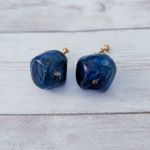 Vintage Screw Back Earrings Large Blue Dangle Photo 4