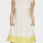 Gap Womans Linen Blend White / Yellow Dress Size 6 Photo 0