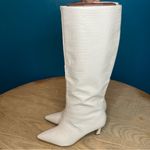 Steve Madden  Lavan Croc-Embossed Ivory Leather Kitten Heel Boots Women’s Size 5 Photo 3