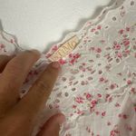 ByTimo Floral Pink Rose Eyelet Cotton V Neck Peasant Blouse Women’s Sz L White Size L Photo 3