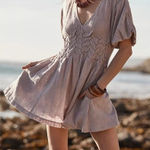 Free People One Of A Kind Mini Shirred V Neck Dress Photo 0