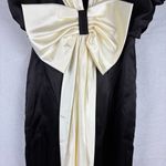 Vintage Black Satin Puff Sleeve Prom Dress With Bow Size 10 Photo 12
