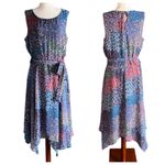 MSK Sleeveless Belted Asymmetrical Hem Dress Blue Size 12 Photo 1
