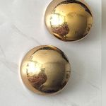Monet Vintage Gold Tone Statement Puffy Circle Signed Clip-on Statement Earrings Photo 1