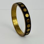 Vintage Black & Gold Salamander Skin Bangle Bracelet Brass Polka Dot Retro Boho Photo 2