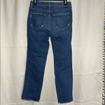 Paige Hoxton Straight Ankle Raw Hem High Rise Indigo Cream Stripe Jeans Size 27 Photo 2