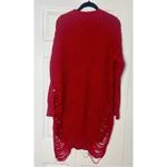 Juju*Be Red Ripped Distressed Knit Pullover Hi Low 3/4 Sleeve Sweater Size Large Photo 1