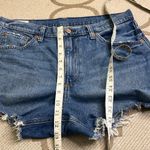 Gap  4” high rise stride dark indigo Blue Jean Shorts with Frayed Hem, size 12 Photo 5