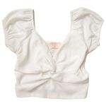 Wishful park Wishful Thinking Womens Pullover Puff Sleeve Crop Top, Sweetheart White S NWOT Photo 0