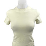 SKIMS Women's Cream Yellow Round Neck Short Sleeve Crop Tee T-shirt Top Size S Photo 0