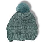 Authentic C.C Beanie Women’s Green Slouchy Cable Knit Faux Fur Pom Hat Winter Photo 1