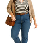 Evaless Green‎ & Cream Striped Textured Knit Top Size L Green Size L Photo 0