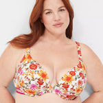 Cacique 42D Bra Boost Plunge Underwired Lightly Lined Cotton Blend Floral Womens Photo 0
