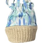Aerie  Blue Tie Dye Straw‎ Bucket Bag Drawstring Mini Purse OS Photo 3