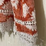 Love Culture  Blouse Orange White Floral Laced Trim Size Large Photo 10