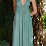 ZARA  maxi dress boho pleated  Teal Evening Gown wedding party cocktail Photo 10