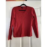 East 5th ‎ WOMEN RED SWEATER long sleeved v necked SIZE Medium Beaded Sequin Photo 1