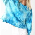 Brand New Electric & Rose Women’s XS Oversized Blue Tie Dye Pullover Sweater USA Photo 0