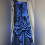 Sapphire blue, one shoulder with a bow on that shoulder, ruching down front Photo 5