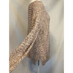 Gap  Oversized Sweater Womens L Pink Gray Open Knit Crochet Fisherman Chunky Crew Photo 2