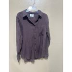 Olive and Oak Womens XS Brown Button Down Long‎ Sleeve Textured Shirt Photo 4