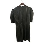ZARA  Black Faux Leather Puff‎ Sleeve Midi Dress Photo 2