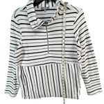Habitat  Clothes to Live In Weekend Terry Top S White Stripe 1/4 Zip Sweatshirt Photo 8