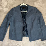 Talbots  Blazer Jacket Open Front Career Office Blue 100% Linen‎ Size 4 Photo 0