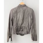 Hinge  Gray Leather Full Zip Moto Jacket Small Short Grunge Fitted Biker Photo 1