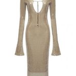 NEW Alix Earle Gold Sequin Open Back Cocktail Midi Dress Size L Photo 0