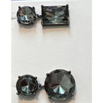 J.Crew Gunmetal Gray Cubic Zirconia Mismatched Drop Earrings 1" Dangle Pierced Photo 1