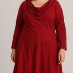 Eshakti  Red Long Sleeve Cowl‎ Neck Dress Photo 0