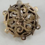 Antique Rhinestone Seed Pearl Hat Pin 4" Metallic Blue Golden Flower Lapel Stick Gold Photo 12