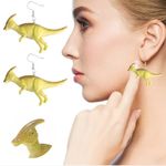 NWT! Poatren Dinosaur Resin Earrings NEW Green Photo 1