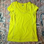 REI Shirt Womens Large Short Sleeve Lightweight Neon Yellow Stretch Photo 5