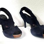 Luna Pedro Garcia  Navy Suede Cut Out Peep Toe Platform Heels Size 39 / 8.5 Photo 1