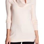 French Connection Cowl Neck Tunic Sweater in Blush Pink Size Large Photo 0