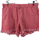J.Crew Womens XL Pink Linen Blend Embroidered Scalloped Hem Shorts Photo 0
