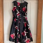 Santa Maria Black and Red Floral Midi Dress. Size L Size L Photo 4