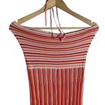 AMUR Valena Red Orange Pink Striped Knit Halter Neck Sleeveless Midi Dress Small Photo 9