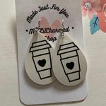 Handmade Iced Coffee Pattern Teardrop Earrings  Photo 0