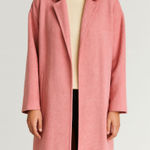 ZARA Wool Long Overcoat Side Zippers Pink X-Small Photo 0